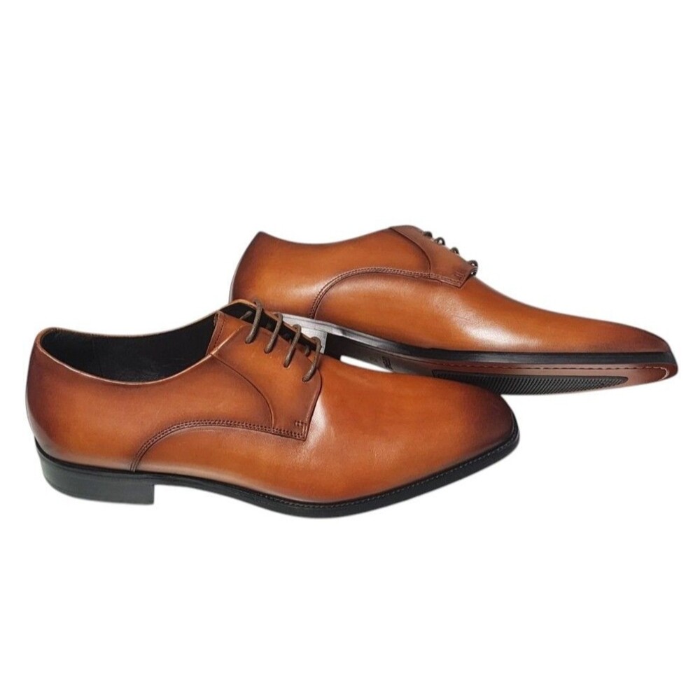 Gifennse Hand Crafted Leather Derby Dress Shoes Size 12 NEW Brown